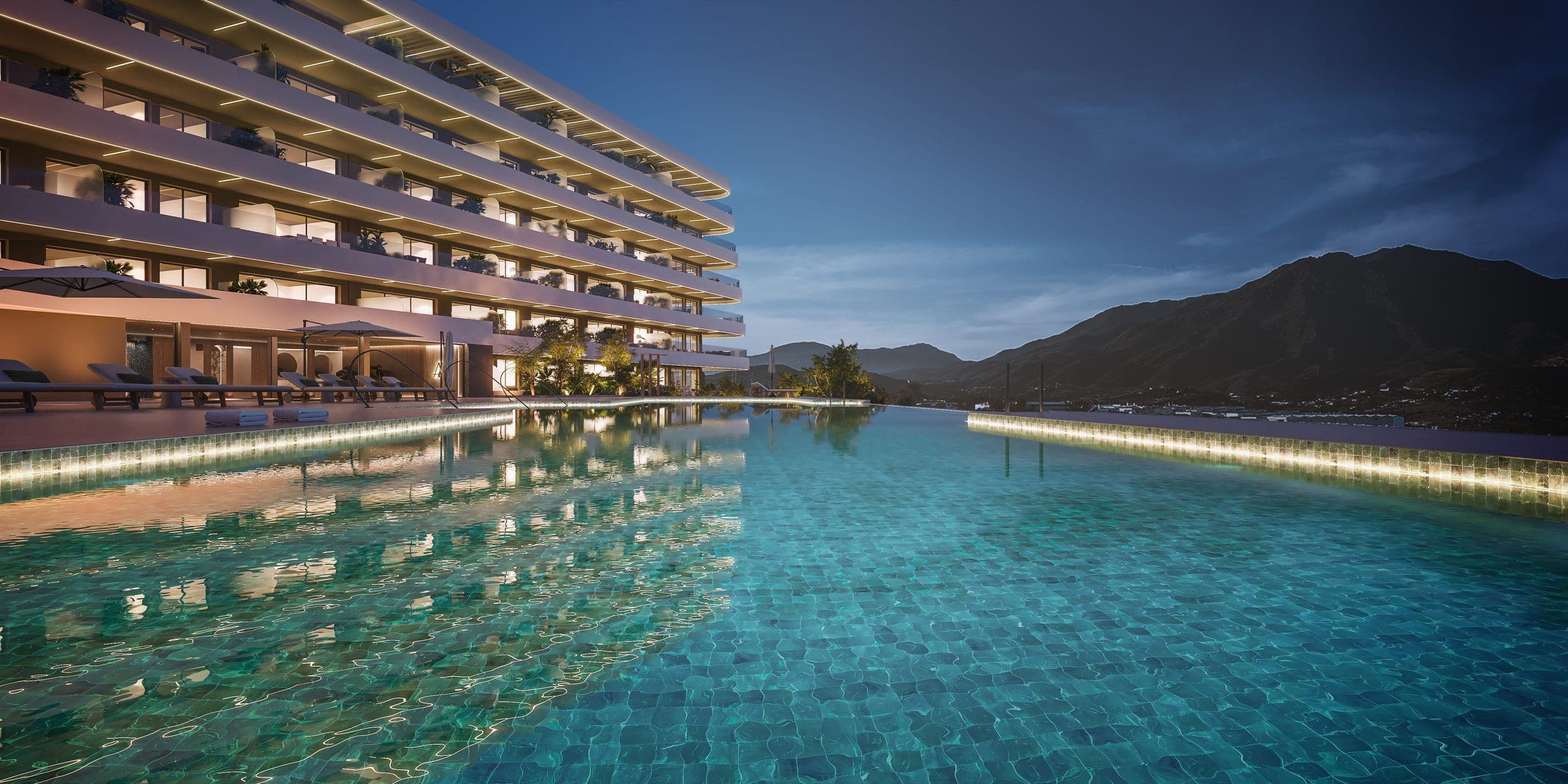 Piscina de Mar Alto al atardecer